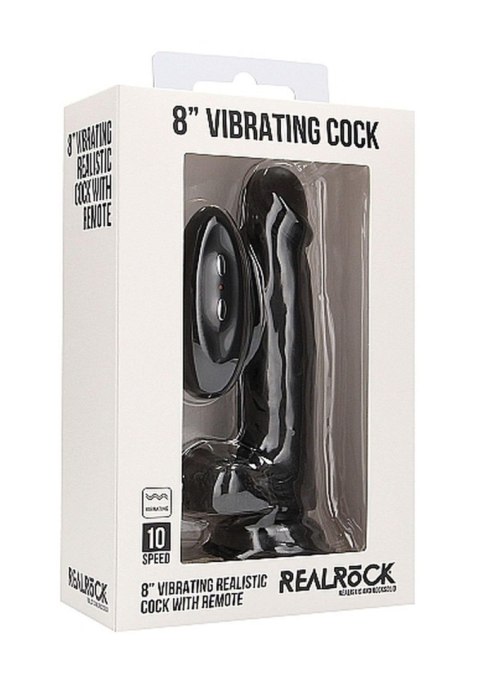 Vibrating Realistic Cock - 8" - With Scrotum - Black