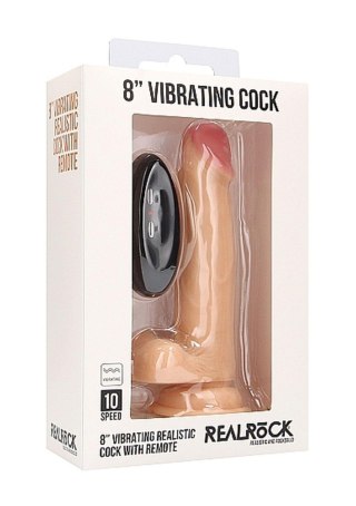 Vibrating Realistic Cock - 8" - With Scrotum - Skin