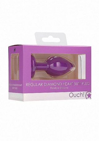 Diamond Heart Butt Plug - Regular - Purple