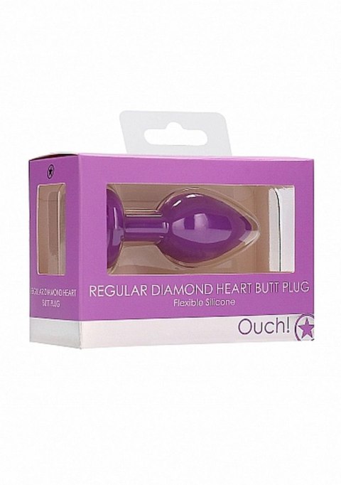 Diamond Heart Butt Plug - Regular - Purple