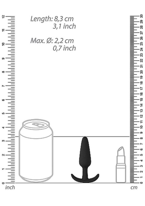 Czarny silikonowy korek analny z uchwytem 8,5 cm