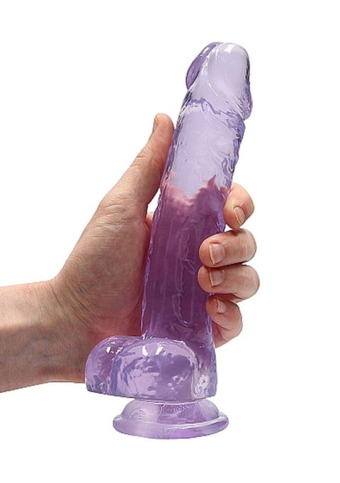 Duże fioletowe dildo z przyssawką i jądrami 21cm