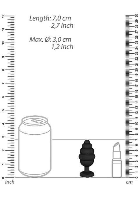 Prążkowany korek analny zatyczka plug czarny 7 cm