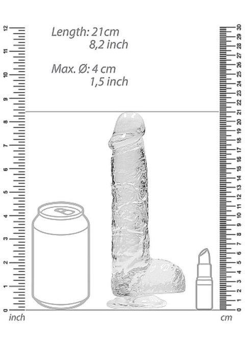 Przezroczyste dildo gumowe z prostym trzonem 21cm