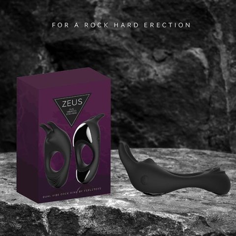 FeelzToys - Zeus Dual Vibe Cockring Zwart