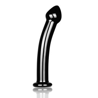 Czarne zakrzywione dildo gładkie z główką 18,5 cm