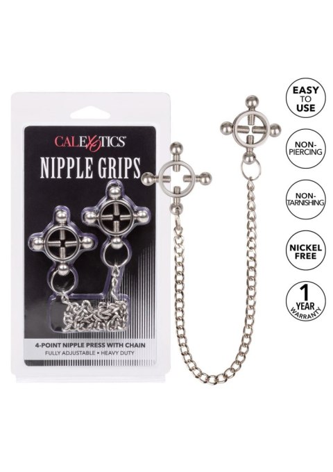 4 Point Nipple Press w Chain Black