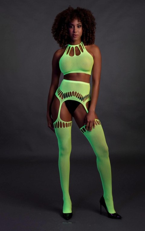 Two Piece with Crop Top and Stockings - Green - XS/XL