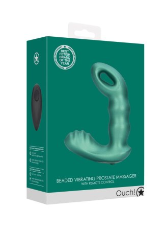 Beaded Vibrating Prostate Massager with Remote Control - Metallic Green