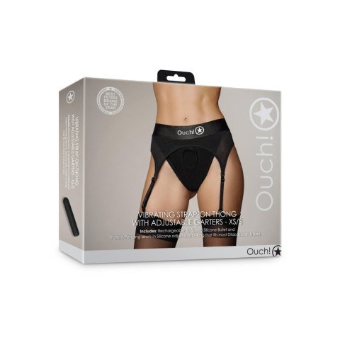 Vibrating Strap-on Thong with Adjustable Garters - XS/S