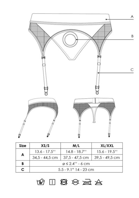 Vibrating Strap-on Thong with Adjustable Garters - XS/S