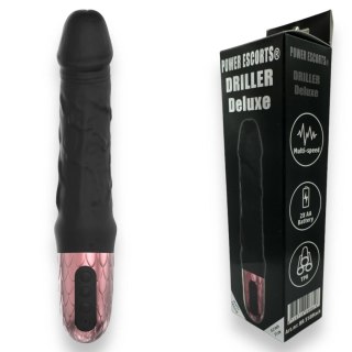 Power Escorts - Driller De Luxe Black - 21 Cm / 8.2 Inch Fat Silicone Realistic Vibrator