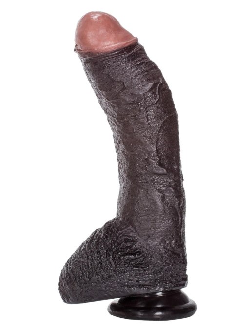 Zagięty sztuczny penis z przyssawką żylasty19 cm