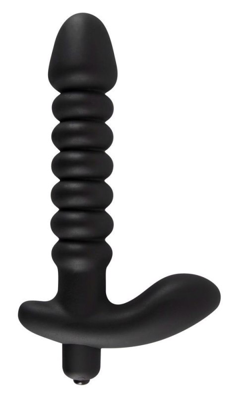 Dildo korek analny czarny prążkowany 17 cm