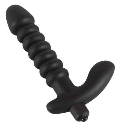 Dildo korek analny czarny prążkowany 17 cm