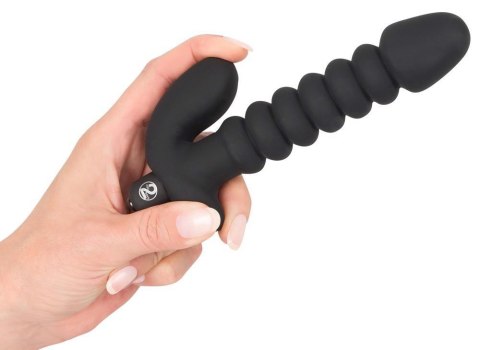 Dildo korek analny czarny prążkowany 17 cm