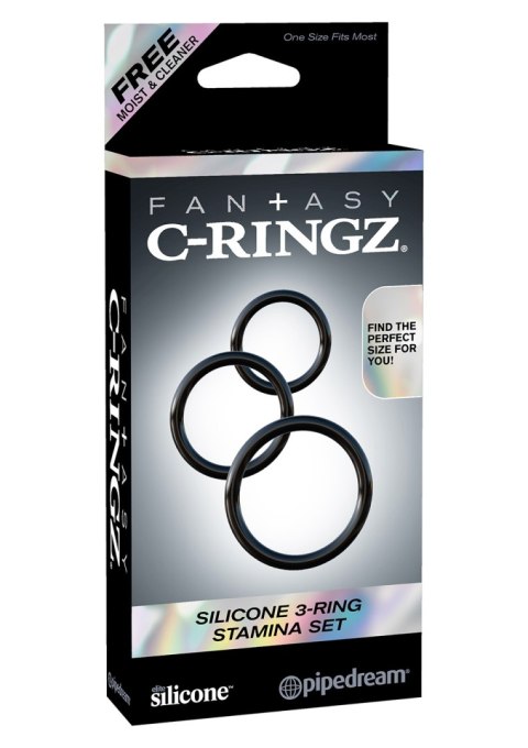 Pierścień-SILICONE 3-RING STAMINA SET BLACK