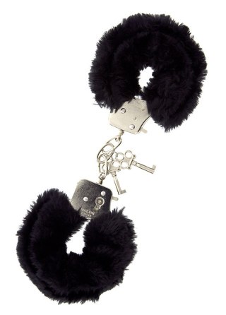 Kajdanki-METAL HANDCUFF WITH PLUSH BLACK