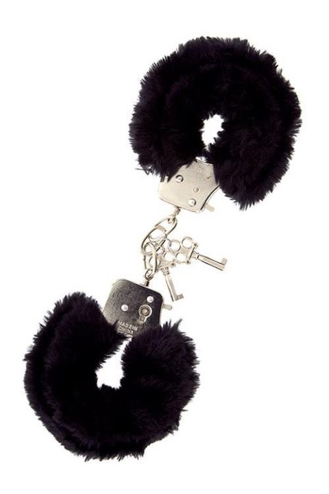 Kajdanki-METAL HANDCUFF WITH PLUSH BLACK