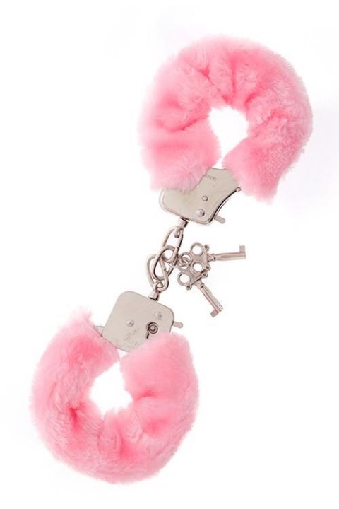 Kajdanki-METAL HANDCUFF WITH PLUSH PINK