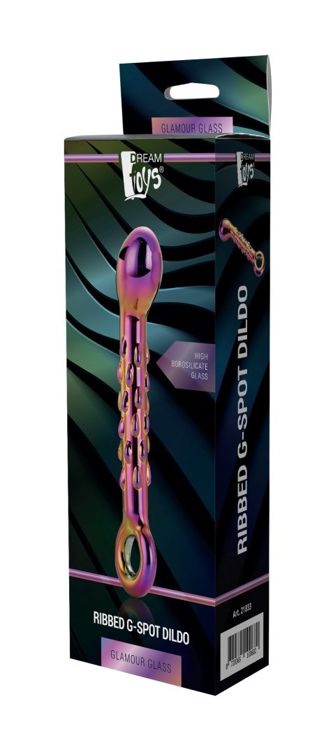 GLAMOUR GLASS RIBBED G-SPOT DILDO